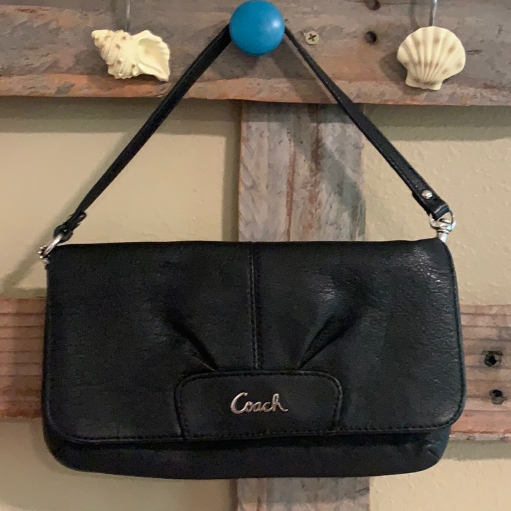 Black leather Coach Clutch